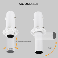 Projecteurs encastrables réglables rétractables 5W, projecteur mural LED encastré COB extensible, diamètre 55mm, découpe de 55mm