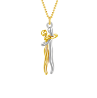 Collier avec pendentif en forme de couple en acier inoxydable 316L, bicolore, or, argent, or rose, minimaliste, hypoallergénique, personnalisable