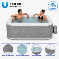 Spa gonflable carré surélevé pour 5 personnes, design personnalisé, avec fonction massage, en PVC laminé, pour extérieur