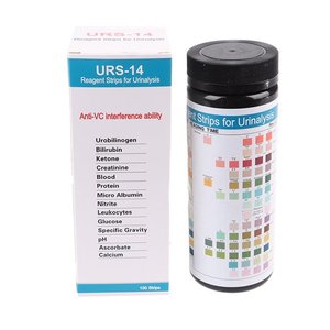Bandelettes de <span class=keywords><strong>test</strong></span> de calcium pour la créatinine et la microalbumine, 14 paramètres, bandelettes de <span class=keywords><strong>test</strong></span> d'urine, URS-14