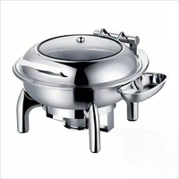 Chauffe-Plat Professionnel en Acier Inoxydable pour Buffet, avec Couvercle en Acier Inoxydable, Capacité 6L, Chauffant