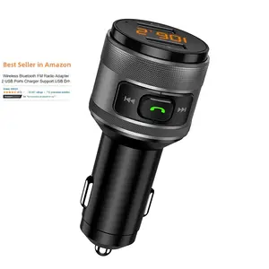 Amazon Best Seller Bluetooth 5.0 FM Transmitter for Car QC3.0 Fast Charger Car Music Adapter Wireless Bluetooth FM Transmitter