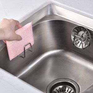 Support adhésif pour éponges de cuisine en acier inoxydable, organisateur de <span class=keywords><strong>rangement</strong></span>, support de séchage adhésif, crochets muraux - Product Image 3