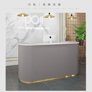 Modern Design Customizable MDF pink Salon Front <b>Desk</b> Hotel Gym High Gloss Hair Salon Front <b>Desk</b> - Product Image 3