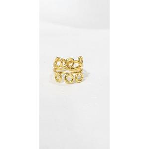 Gold Swirl <b>Statement</b> <b>Ring</b> | Abstract Wire Loop | Unique Boho Stacking <b>Ring</b> | Gift for Her - Product Image 1