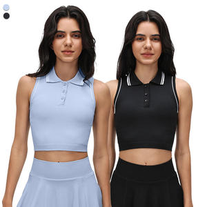 Débardeur Polo <span class=keywords><strong>Sans</strong></span> Manches <span class=keywords><strong>Sans</strong></span> Coutures pour <span class=keywords><strong>Femme</strong></span> – Qualité Supérieure, Sexy, Respirant, Décontracté, Ajusté, Idéal Fitness et Yoga - Product Image 1