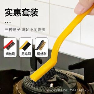 Brosse de nettoyage à long manche pour cuisinière à gaz, fil d'acier pour le nettoyage des fentes de la cuisinière de cuisine - Product Image 1