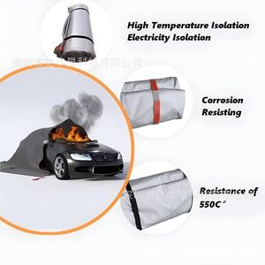 Couverture anti-feu en fibre de verre 6x7M résistante à la chaleur pour voiture, chariot élévateur, batterie au lithium, usage d'urgence - Product Image 2