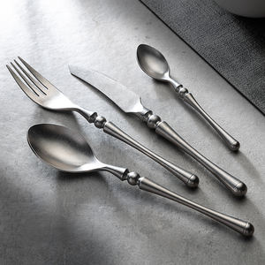 JiuJiuJiu mango redondo 18/10 vajilla de acero inoxidable juegos de cubiertos plata 4 Uds cubiertos para boda Retro Cutipol <span class=keywords><strong>Goa</strong></span> cubiertos - Product Image 6