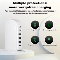 Chargeur mural USB SZ 6 ports 30W 5V/6A, station de charge multi-USB intelligente, garantie de 2 ans, prises US/EU/UK pour utilisation avec éclairage solaire extérieur