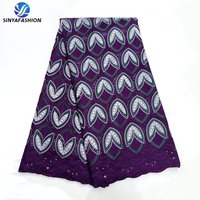 Nouveau Tissu Sinya en Coton Suisse Perforé de Haute Qualité, Couleur Laser, Exempt d'Inspection, Matière Douce pour Robe Femme Africaine