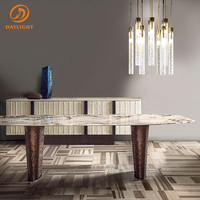 Table à manger de luxe, villa de luxe légère, table à manger en bois massif et marbre, table à manger rectangulaire moderne haut de gamme, console personnalisable