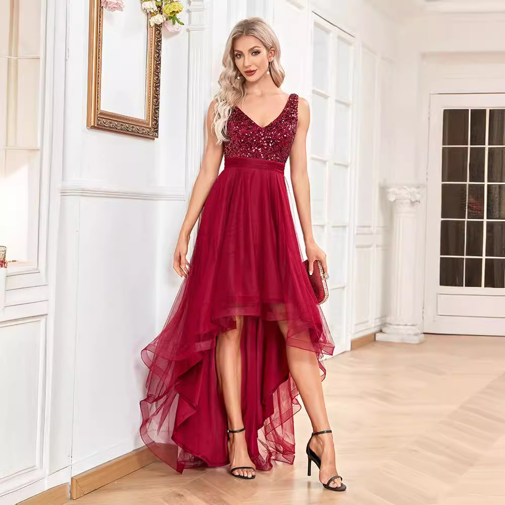 sachin and babi light blue dress Plus Size Women's Chiffon A-Line Asymmetric Hem V-Neck Long Sleeve Ruffle  Midi Wedding Guest Dress/Bridesmaid Dress main image 1