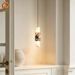 Lustre moderne en marbre, suspension LED de luxe à intensité variable, lampe suspendue cylindrique <span class=keywords><strong>pour</strong></span> salon, salle à manger, hall d'entrée, hôtel - Product Image 4