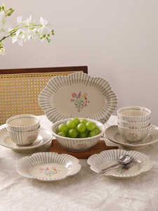 High Quality Factory Sale Blue Stripe Ceramic Dinnerware <b>Sets</b> with Flower Pattern Eco-Friendly & Dishwasher Safe - Product Image 1