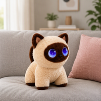 Robot Chat Interactif Vocal en Peluche Douce de 8 Pouces avec Musique, Certifié CE, pour Compagnie des Personnes Âgées, Sans Abonnement Requis