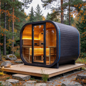 Sauna Eléctrica Moderna de Lujo en Madera Sólida para Jardín o Patio Trasero de Villa, Cabina de Bienestar con Diseño de Vidrio Templado y Fácil Operación - Product Image 1