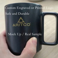 Grande Tasse à Café en Céramique Nordique Mat 15oz avec Logo Personnalisé, Couvercle en Bois et Boîte Cadeau – Bleu, Noir, Blanc