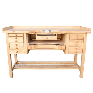 โต๊ะช่างอัญมณี Durston Double Superior รุ่น Goldsmith Bench ทำจากไม้เนื้อแข็ง 13 ลิ้นชัก พร้อมพื้นที่ทำงานแบบดึงออกได้ และแผ่นรองบัดกรี - Product Image 1