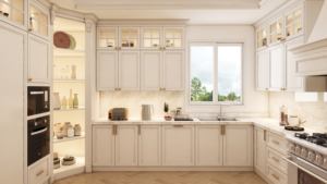 Armoires de cuisine de luxe de style européen, meubles de maison complets sur mesure, en forme de U, armoires encastrées, cuisine avec évier - Product Image 3