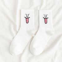 Nouvelles chaussettes mi-mollet unisexes en coton pour le printemps, certifiées CE Oeko Tex100, style coréen amusant, motif dessin animé, tendance Instagram, pour couples et étudiants.