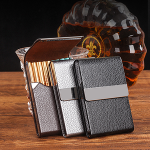 Étui à cigarettes <span class=keywords><strong>en</strong></span> <span class=keywords><strong>cuir</strong></span> PU à 9 compartiments, porte-cartes de visite et d'argent, accessoires de <span class=keywords><strong>cigarette</strong></span> ultra-minces portables haut de gamme pour hommes, prix d'usine - Product Image 1