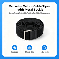 Kabel Ties yang Dapat Digunakan Kembali dengan Gesper D-Ring Logam, Tali Pengikat Nylon yang Dapat Disesuaikan untuk Manajemen & Pengikatan Kabel