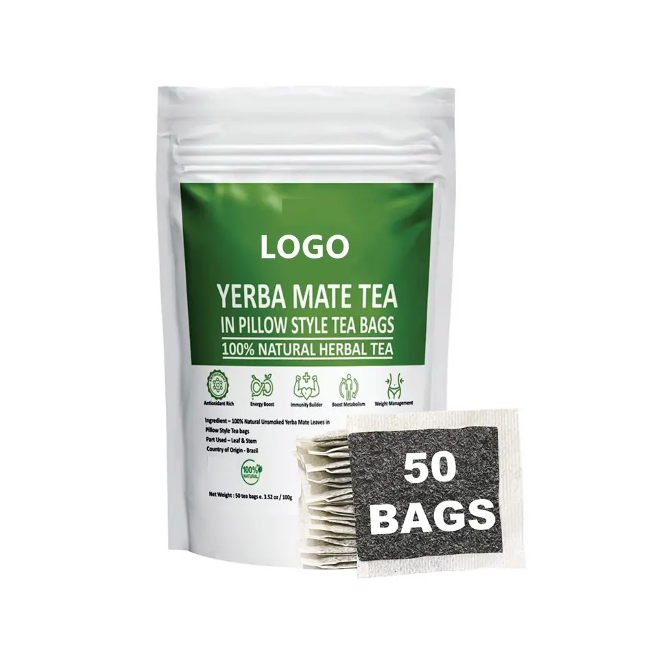 Chá de ervas contém 50 saquinhos de chá natural orgânico erva fosca rica em antioxidantes e vitaminas de clorofila