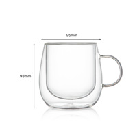 Verres à liqueur isolés Tasse à cappuccino Latte transparente Thé Borosilicate 10Oz Grandes tasses à café en verre à double paroi avec poignée Lot de 2