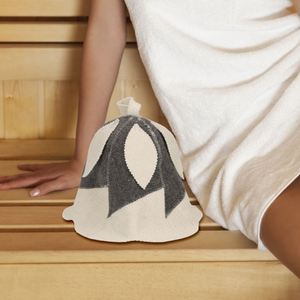 Gorro de Sauna de lana al por mayor de fábrica con gorro de moda de Color blanco y gris para Sauna - Product Image 5
