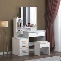 Meilleures ventes de meubles européens de luxe, coiffeuse de maquillage, bureau à lumière LED, coiffeuse avec miroir et tabouret