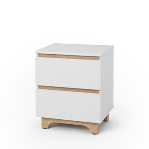 Table de chevet moderne à 2 tiroirs avec design bicolore sans poignée - Product Image 2
