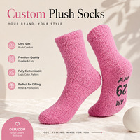 Chaussettes en peluche personnalisées avec logo, douces, moelleuses, confortables, pour l'hiver, chaussettes chaudes en microfibre, fabricant OEM ODM