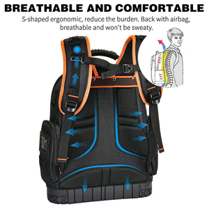 Bolsa <span class=keywords><strong>de</strong></span> Herramientas Eléctrica Impermeable con Base Moldeada, Mochila <span class=keywords><strong>de</strong></span> Herramientas Resistente para Electricista, Compartimento para Laptop <span class=keywords><strong>de</strong></span> 16 Pulgadas, Bolsa <span class=keywords><strong>de</strong></span> <span class=keywords><strong>Trabajo</strong></span> para Técnico - Product Image 3