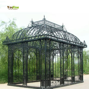 Hoge kwaliteit luxe tuin smeedijzeren tuinhuisje met glas - Product Image 1