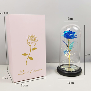 Valentine's Day Gift Artificial <strong>Flower</strong> <strong>Rose</strong> In Glass Dome With Led Lights Gold Foil Laser Forever <strong>Rose</strong> <strong>Flower</strong> Table Decoration - Product Image 5