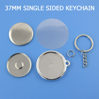 Kit de porte-clés à bouton simple face de 32 mm, 50 ensembles/paquet, porte-clés en métal vierge, accessoires de fabrication de badges DIY pour photos personnalisées