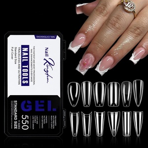 550 Uñas Postizas de Gel Suave, Cobertura Completa, para Extensiones de Uñas Acrílicas, Forma Almendrada, Transparentes, Uñas Artificiales - Product Image 1