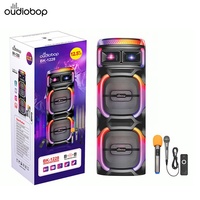 Haut-parleur de fête Bluetooth double 12 pouces 80W haute puissance avec lumière LED RGB, basses profondes, karaoké sans fil, double micros, TWS, FM, USB, TF