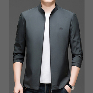 Nouvelle veste à col pour homme, décontractée, de couleur unie, avec fermeture éclair, cardigan, veste de sport pour la course à pied, confortable et respirante - Product Image 4