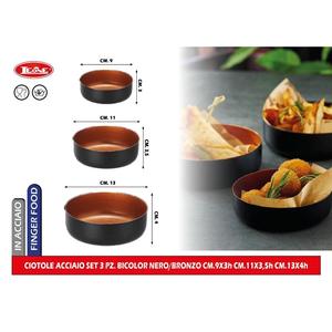 Set di 3 ciotole in acciaio bicolore nero/bronzo - Product Image 1