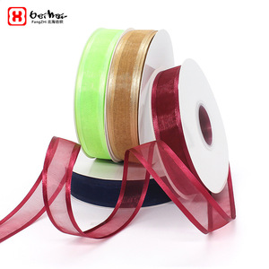 FangZHI Organza Ribbon 2.5Cm Wide Edge Solid Color Nylon Decorative Ribbon For Bouquets Hair Accessories DIY - Product Image 1