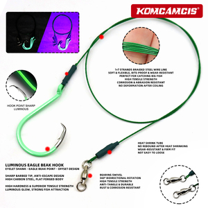 OEM 3PCS Hameçons circulaires lumineux avec montages à fil de guidage, hameçons offset 7/0 8/0 pour la pêche <span class=keywords><strong>au</strong></span> poisson-chat, <span class=keywords><strong>au</strong></span> bar et en eau douce - Product Image 3