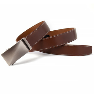 Cinturón Formal de Cuero Genuino para Hombre, Hebilla de Cierre Automático Tiyo, Aleación Rectangular de 3.8cm, Sólido, Duradero y Elegante para el Día a Día - Product Image 5