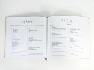 Imprimantes de journal de grossesse de bébé en tissu de <span class=keywords><strong>lin</strong></span> avec autocollants et enveloppe arrière de ruban cartes de remerciement - Product Image 4