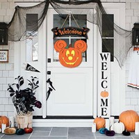 Halloween souris citrouille décorations bienvenue panneau suspendu pour porte d'entrée porte en bois cintre ornements pour maison fenêtre mur décor