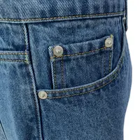 Calça jeans solta com logotipo personalizada, calça jeans masculina larga de cintura reta com perna larga, azul lavado para homens e mulheres