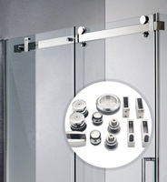 Perlengkapan Kamar Mandi DEVE, Sistem Pintu Geser Kaca Tanpa Bingkai, Roda Pintu Shower, Perangkat Keras, Kit Perlengkapan