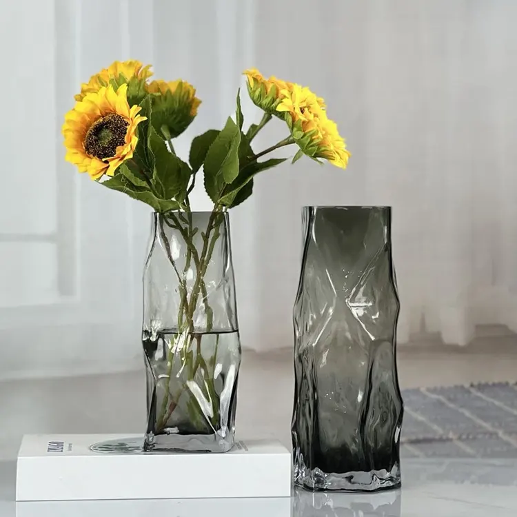 Vase à fleurs en verre pour centre de table, vase en verre pour mariage, vase de ménage en gros