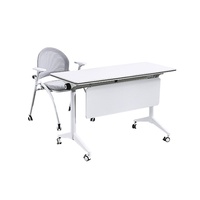 Table de formation rectangulaire en bois pour école avec rotation à 360° °   Roues pour salle de conférence